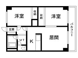 レジデンス黒金 2LDKの間取図画像