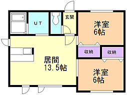 メゾンフルール2 2LDKの間取図画像