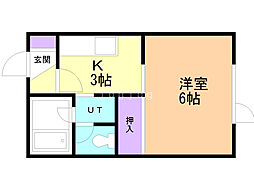 グッディハウス 1Kの間取図画像