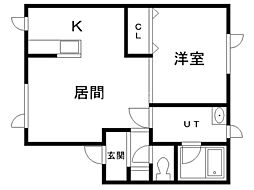 アロハ 1LDKの間取図画像