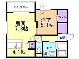 築志 1LDKの間取図画像