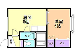 インペリアル花園 1DKの間取図画像