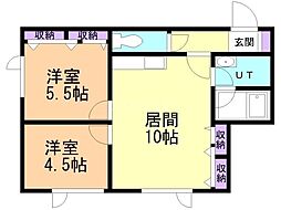 カナディアン1999 2DKの間取図画像