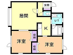 ビラ文苑A号館 2LDKの間取図画像
