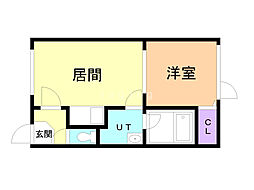 ティファニー 1DKの間取図画像