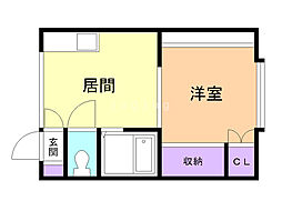 メモリアル・ハイツ 1DKの間取図画像