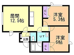 第2カトレアハイツ 2LDKの間取図画像