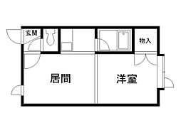 ノースアベニュー盛倫 1DKの間取図画像
