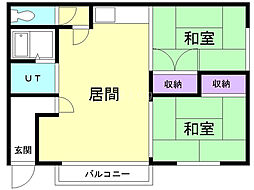 紺野マンション2 2LDKの間取図画像