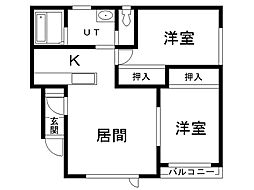 ロイヤルハイツヒラカワ 2LDKの間取図画像