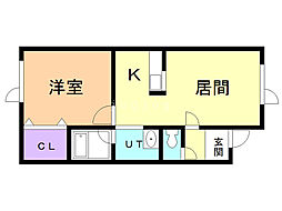 スカイラーク 1LDKの間取図画像