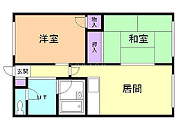 グリーンヒルハイツB 2DKの間取図画像