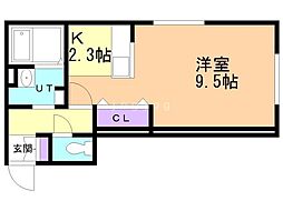 レディントン 1Kの間取図画像