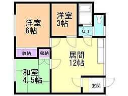 藤原マンション 3LDKの間取図画像