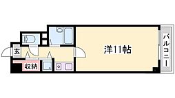 リアンジェ神戸北 6階1Kの間取り