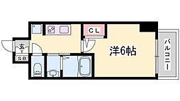 エステムコート神戸湊町 10階1Kの間取り