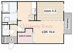 ナチュラルヒル 2階1LDKの間取り