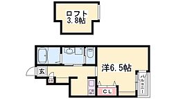 あんしん宮川町 1階1Kの間取り