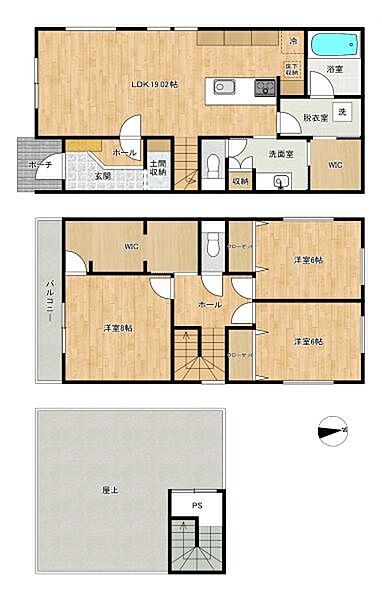 土地面積139.13ｍ2、建物面積112.61ｍ2　屋上バルコニー有！