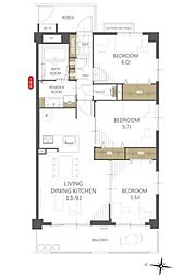 ライオンズマンション津田沼鷺沼台 3LDKの間取図画像