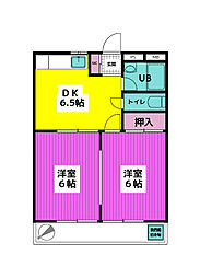 サンペラス多摩 2DKの間取図画像
