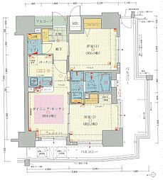 エステムプラザ難波WESTリバークロス 2DKの間取図画像