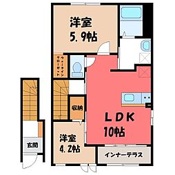 インフィールド C 2階2LDKの間取り