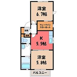 アステールB 2Kの間取図画像