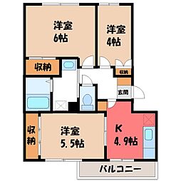 アロンディール平澤 3DKの間取図画像