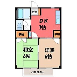 ドマーニA 2DKの間取図画像