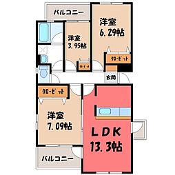 花水木の里A棟 3LDKの間取図画像