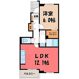 さくらハイツD 1LDKの間取図画像