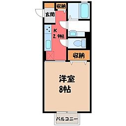 セジュール乙女 1Kの間取図画像