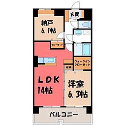 ペットマンションあかやま 2LDKの間取図画像