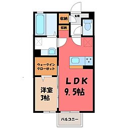 クルークヒル 1LDKの間取図画像