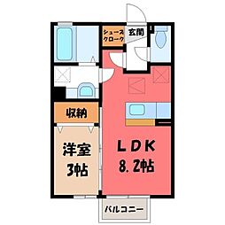 サンセールB 1LDKの間取図画像