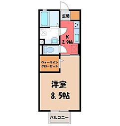 メゾンドシュシュC 1Kの間取図画像