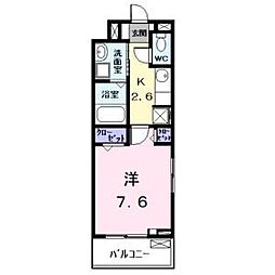 クラール岩塚 3階1Kの間取り