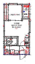 仮称）ハーモニーテラス笠取町三丁目B 1階1DKの間取り