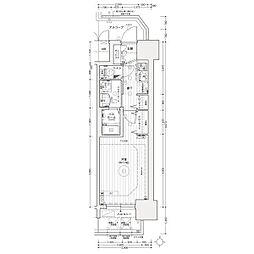 エステムコート名古屋ライブゲート 13階1Kの間取り