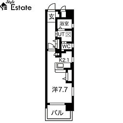 RIVO浅間町 8階1Kの間取り