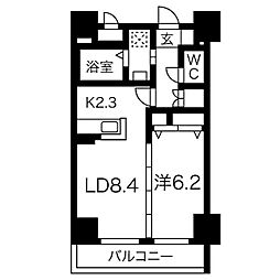 プランドールナカムラ 11階1LDKの間取り