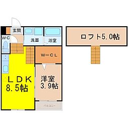ハーモニーテラス天塚町 1階1SLDKの間取り