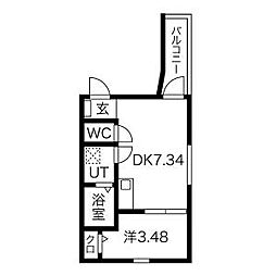 近鉄名古屋線 黄金駅 徒歩9分の賃貸アパート 2階1DKの間取り