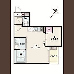 Jack shioike I 2階1LDKの間取り