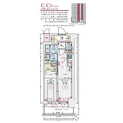 エステムコート名古屋TWIN　WEST 2階1DKの間取り