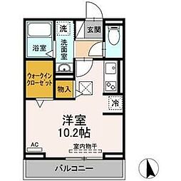ラフィネ港明 1階ワンルームの間取り