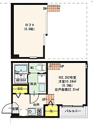 秀名館 2階1SKの間取り
