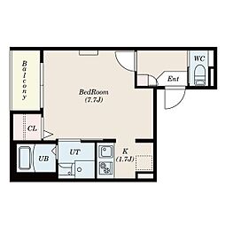 Patina岩塚 3階1Kの間取り