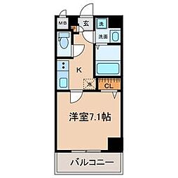 名古屋市営東山線 亀島駅 徒歩5分の賃貸マンション 5階1Kの間取り